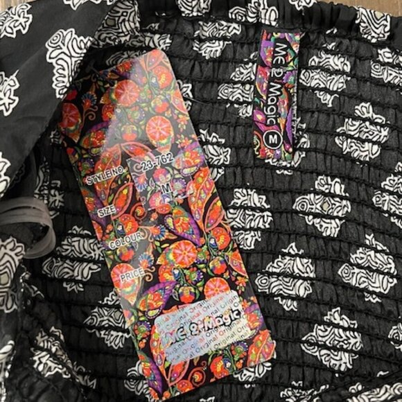 Anthropologie Me 2 Magic Floral Maxi Dress Black & White Peasant Boho Size M - Picture 5 of 5